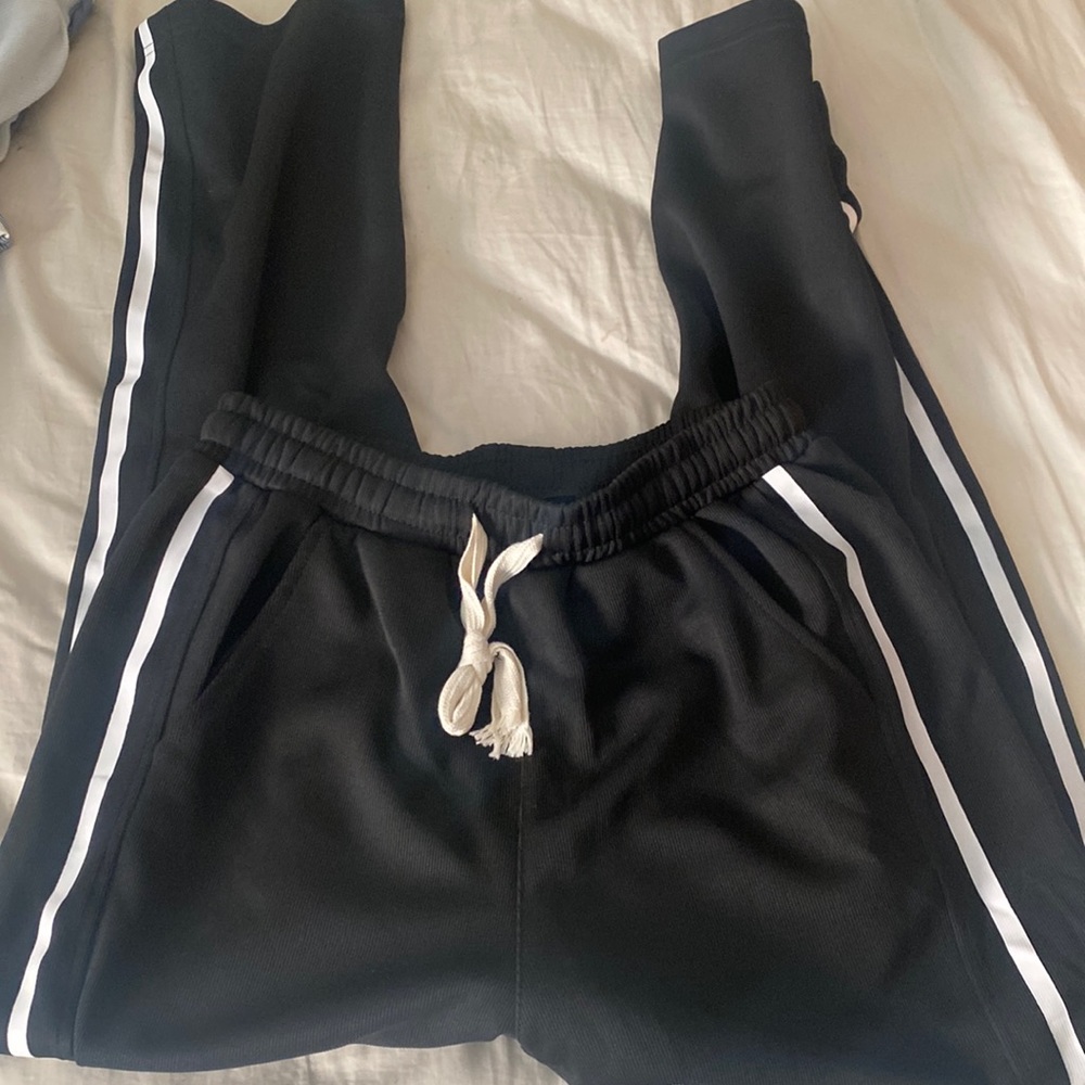 black stripe ribbed sweatpants
